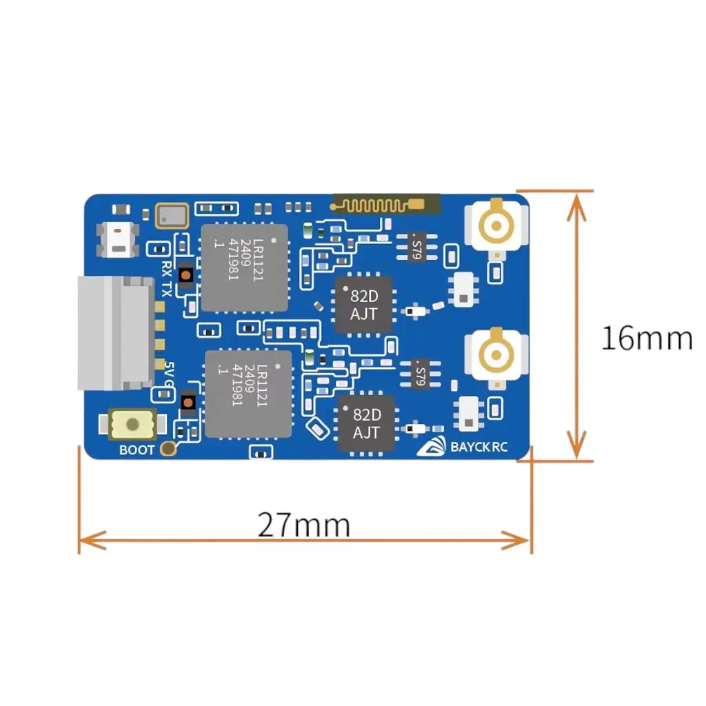 Приймач BAYCKRC 900МГц та 2.4ГГц ELRS Dual Band Gemini RX із 2 антенами для дрона - фото 2