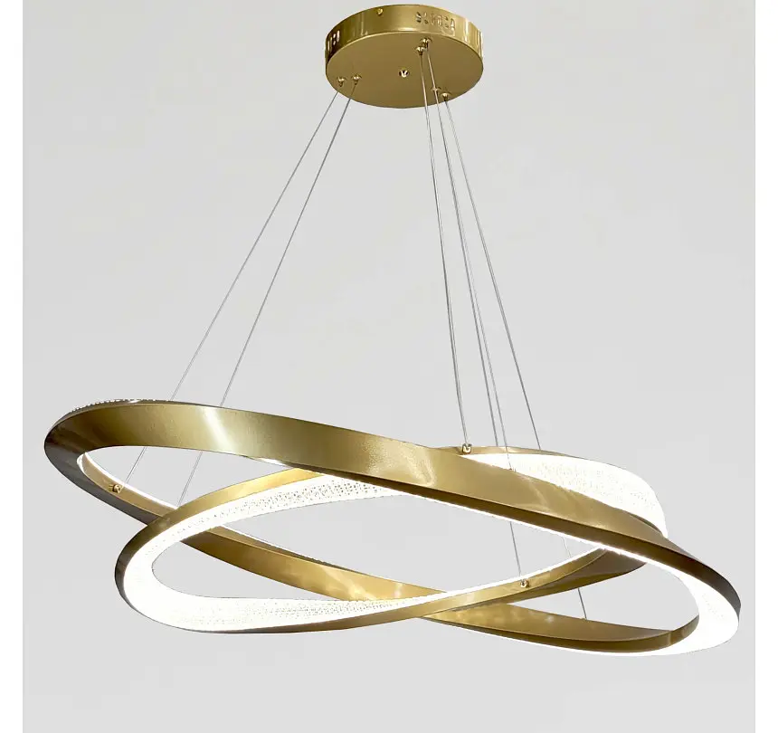 Світлодіодна люстра підвісна Artlight YDH2200/80+60GD з двома золотими кільцями, 80W - фото 4