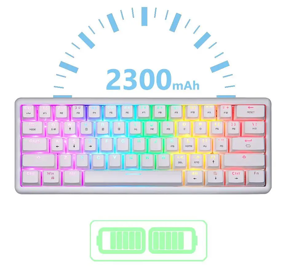 Клавіатура ігрова механічна Motospeed SK-66 Wireless White Hot Swap Gateron Blue - фото 8