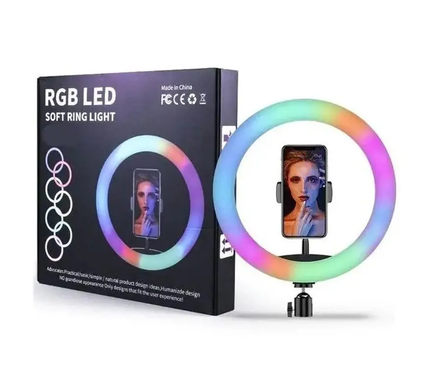 Селфи-лампа LED кольцевая Voltronic MJ-20 RGB 20см + штатив - фото 2