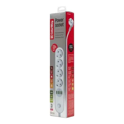 Мережевий фільтр живлення ColorWay (CW-CHE44W), 4 розетки/4USB White 2M (CW-CHE44W) - фото 7