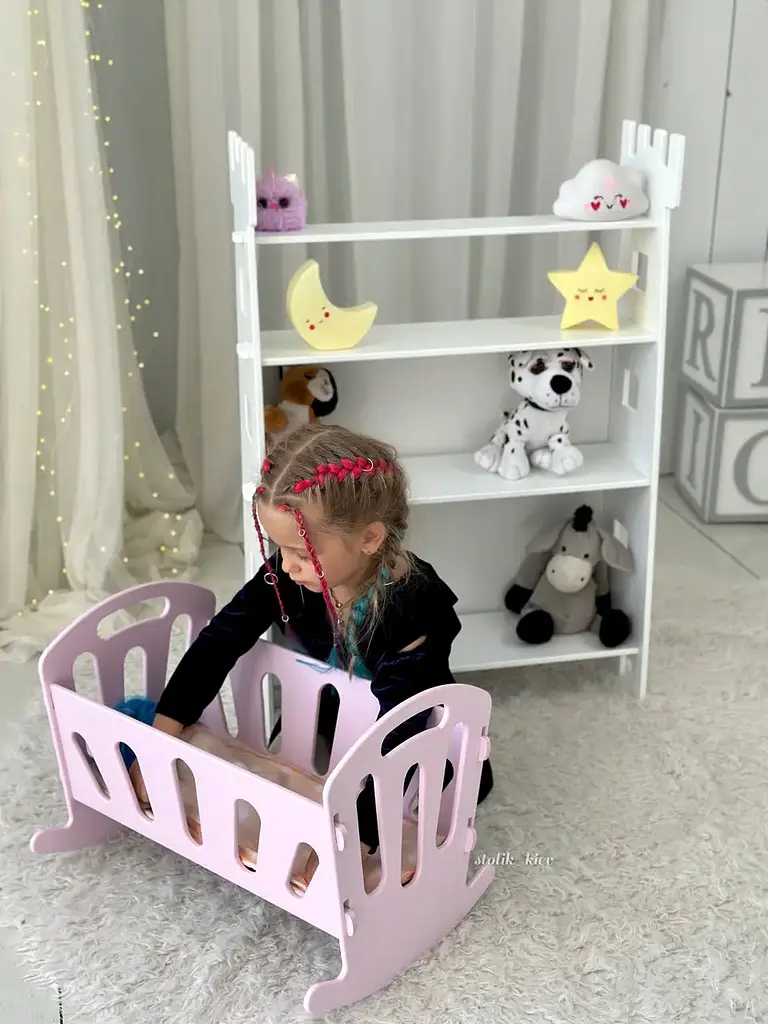 Іграшкове ліжечко для ляльок з постількою (Рожева) - фото 5