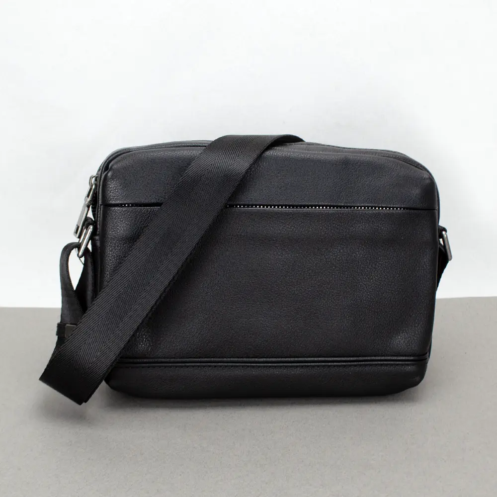 Сумка чоловіча шкіряна кросободі горизонтальна Tiding Bag S-JMD10-382A чорна - фото 6