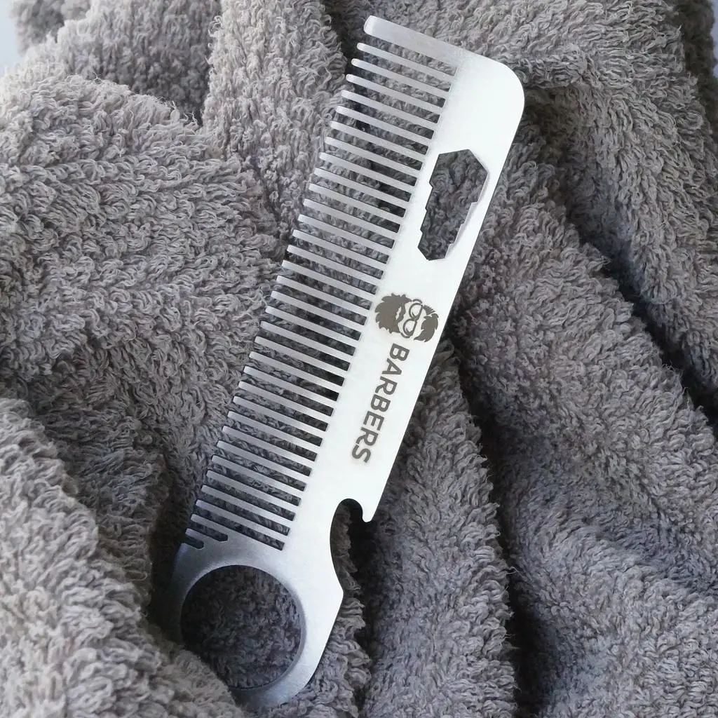 Гребінець для бороди та волосся Barbers Metal Comb металевий - фото 5