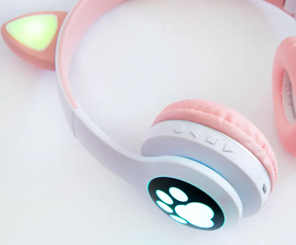 Блютуз-навушники з вушками Cat ear headphones VZV-23M Рожеві, дитячі бездротові навушники з підсвіткою - фото 4