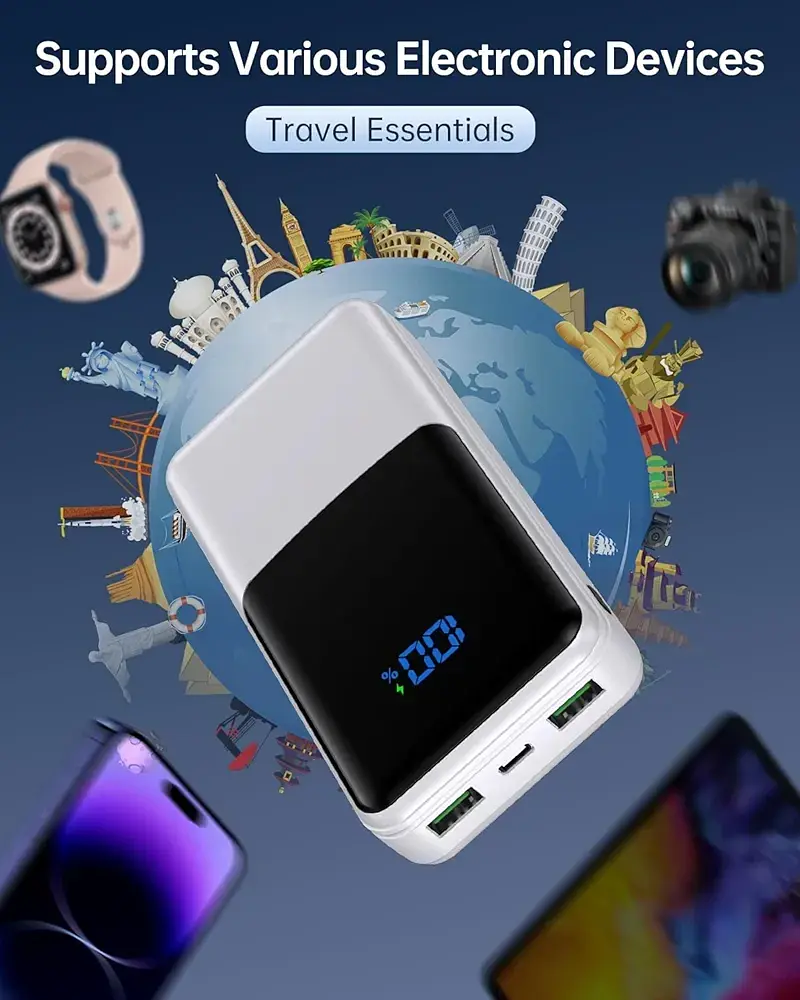 Павербанк Coblob 27000mAh, швидка зарядка PD3.0/QC4.0, 3 виходи, 2 входи, LED дисплей, білий - фото 7