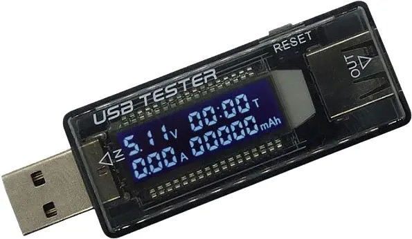 USB тестер Dynamode напруги (3-20V), сили струму (0-3A) та заряду батареї (0-99999 mAh), чорний (KWS-V21)