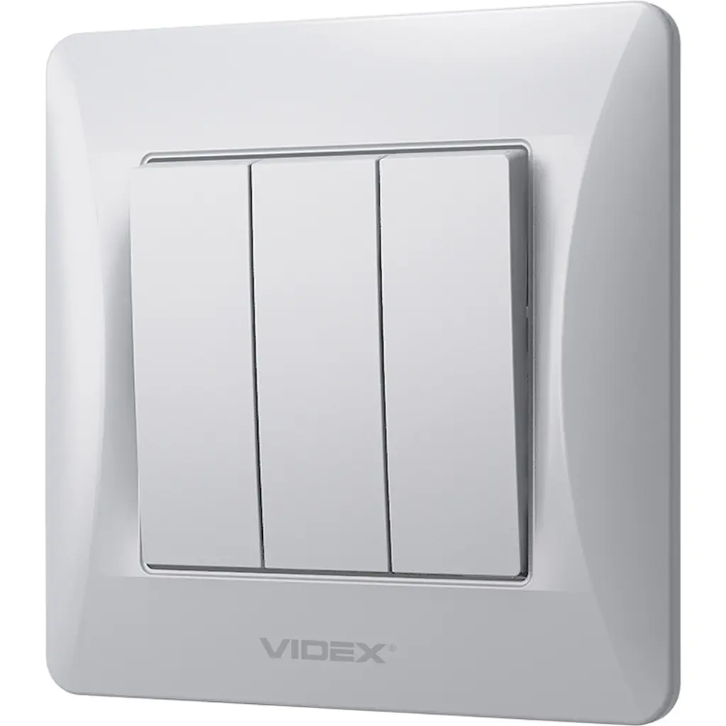 Вимикач трьохклавішний Videx Binera срібний шовк 1 шт. - фото 2