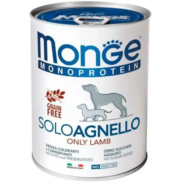 Консерви для собак Monge Dog Solo 100% ягня 400 г (8009470014236)