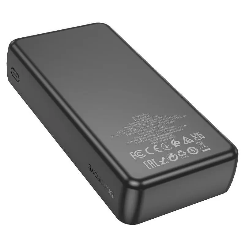Зовнішній акумулятор BOROFONE J56A power bank 20000 mAh портативна універсальна батарея чорна - фото 3