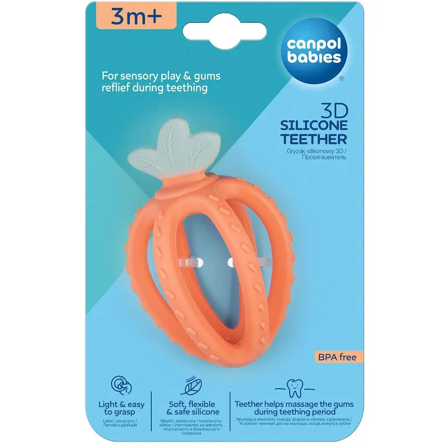 Іграшка-прорізувач Canpol babies 3D Полуничка, помаранчева (80/400_ora) - фото 3