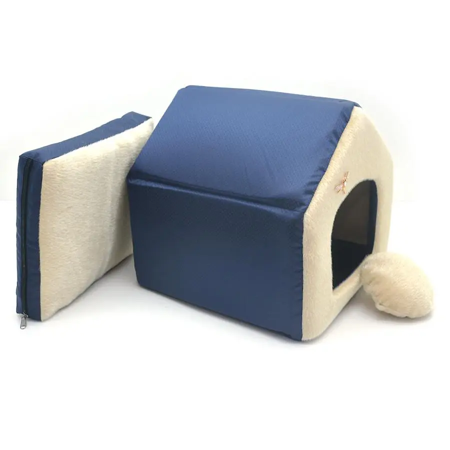 Будиночок для собак та котів Zoo-hunt Хутро синє №3 385х480х430 мм (ZH24573583-1) - фото 2