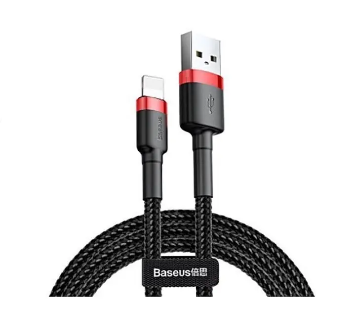 Кабель Baseus Cafule Cable USB 2.4A 1 m Red Black (CALKLF-B19) - фото 2