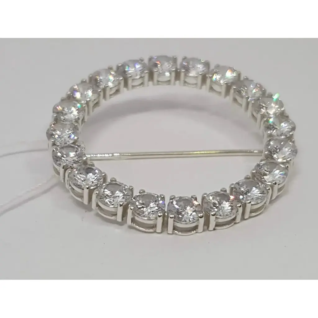 Срібна брошка Ірій з фіанітами. Артикул 9531 - фото 3