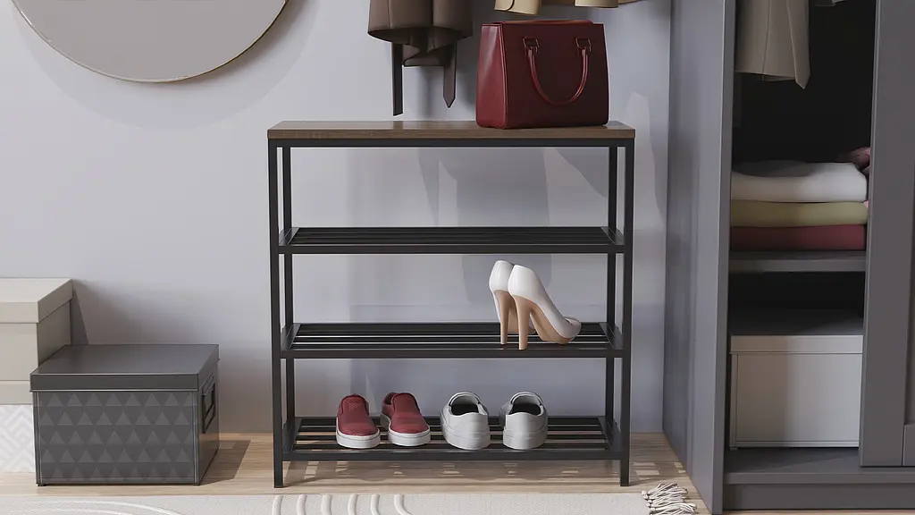 Полиця для взуття Слайм 3 Ferrum-decor 635x630x260 Чорний метал ДСП Дуб Сонома Трюфель 16 мм (FRD-105159) - фото 4