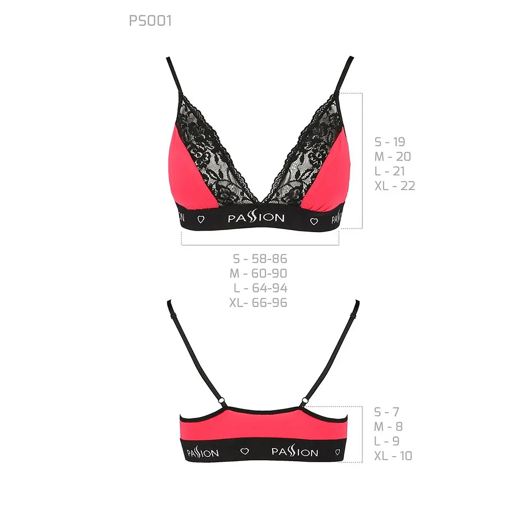 Еластичний топ з мереживом Passion PS001 TOP L, red-black - фото 5