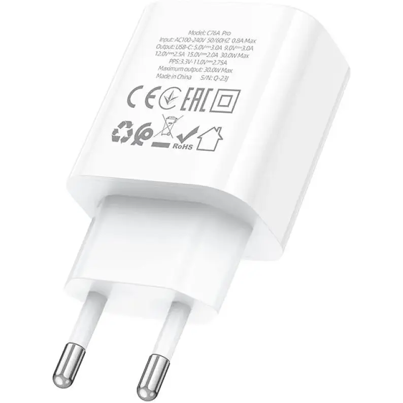 Зарядний пристрій Hoco C76A Pro 1Type-C PD/QC 30W PPS White - фото 7
