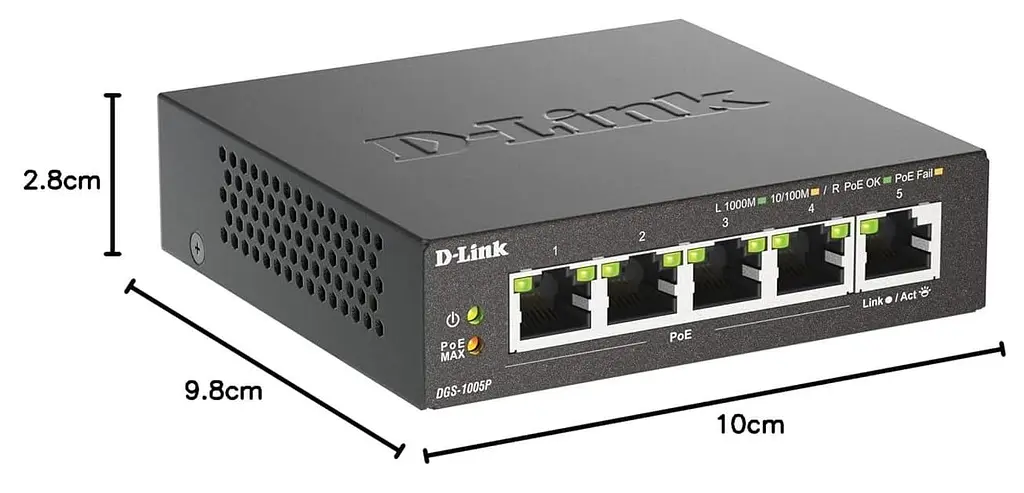Комутатор D-Link DGS-1005P 5-Port Gigabit Desktop PoE+ (DGS-1005P/E) - фото 4