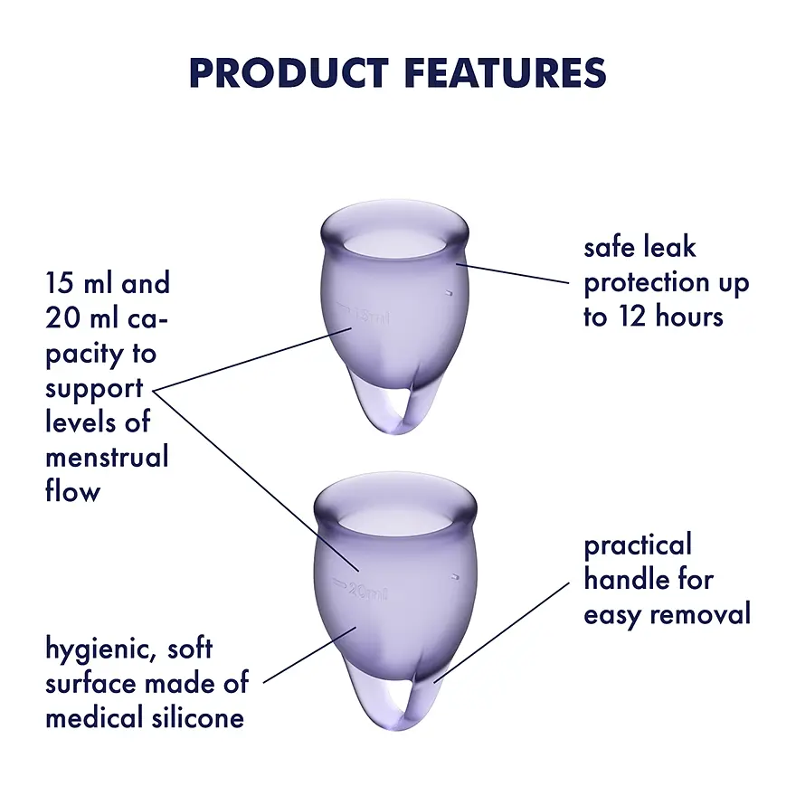 Менструальні чаші Satisfyer Feel Confident Menstrual Cup 2 шт. фіолетові - фото 6