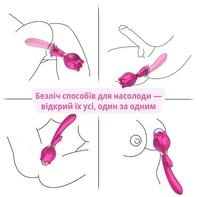 Вібратор I’MCUM Rose Twist з вібрацією, обертанням та насадками (IM-ZDB211) - фото 7