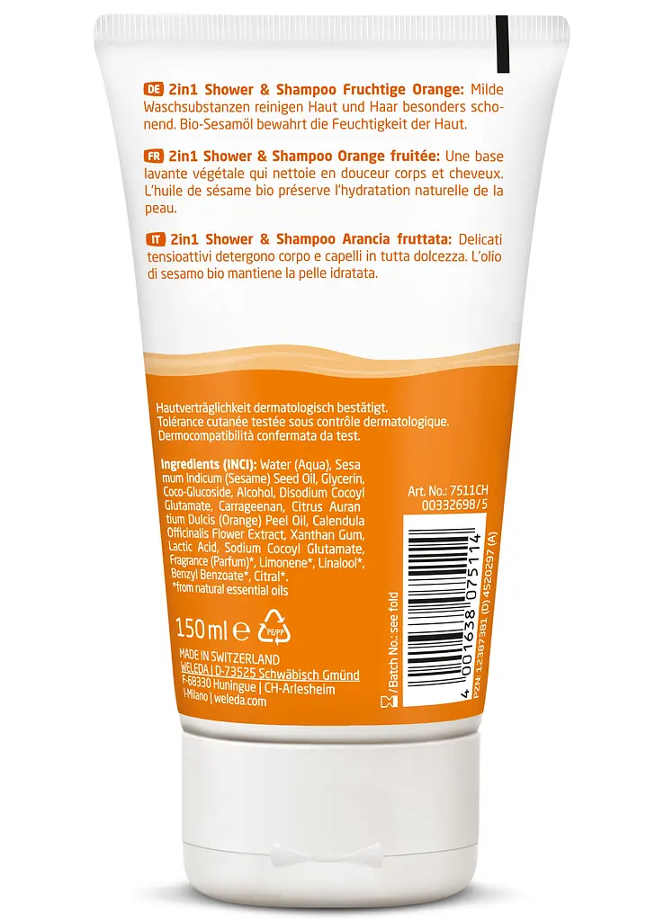 Шампунь-гель 2 в 1 Weleda Апельсин, 150 мл (007511CH) - фото 2