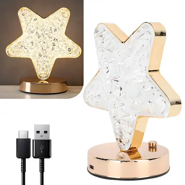 Нічник світильник 3 режими настільна кришталева лампа у формі зірки Creative Table Lamp - фото 5