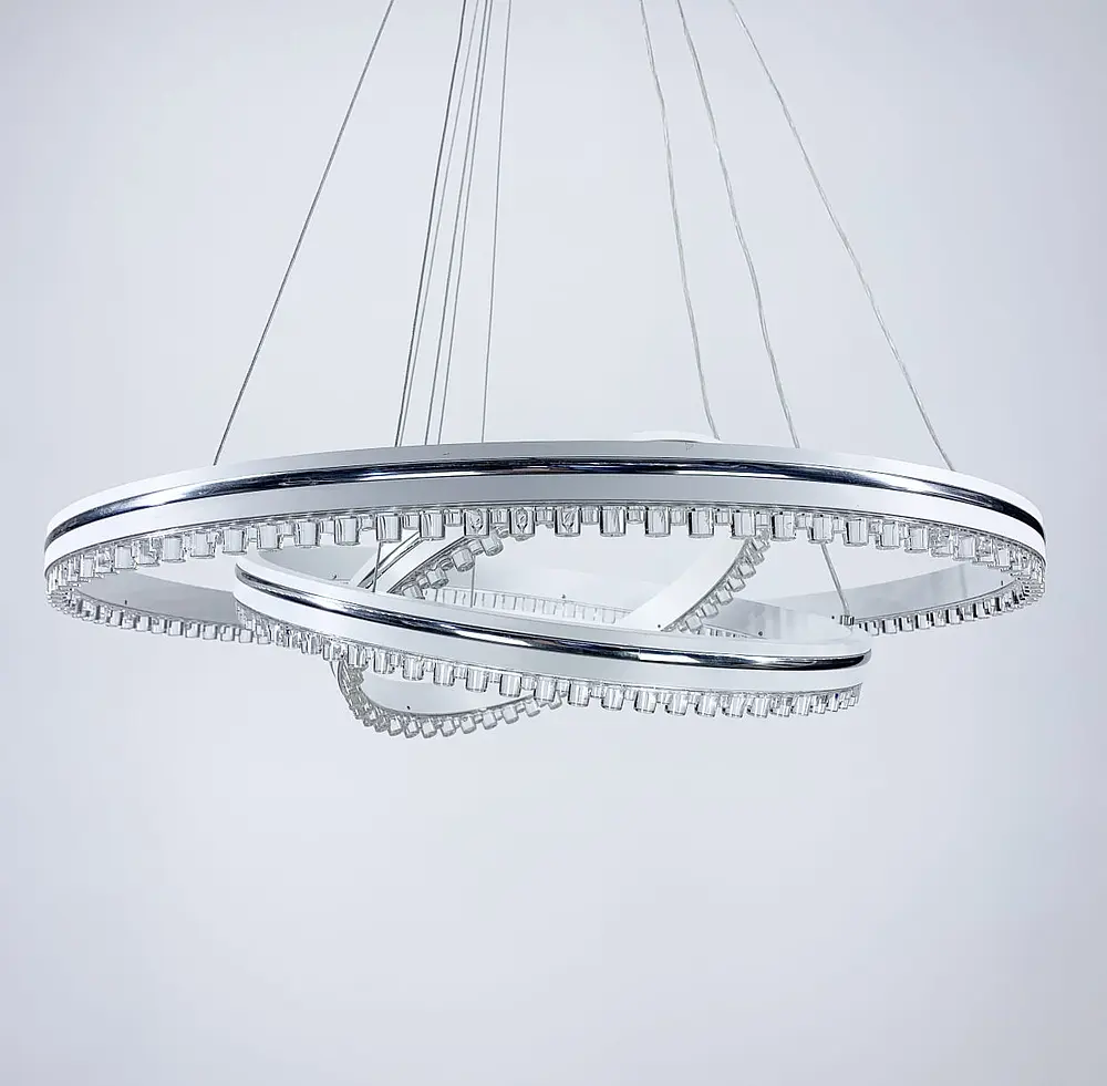 Белая LED люстра на 3 кольца с хромированной полоской Line.F A 55060/3P WH+CR - фото 3