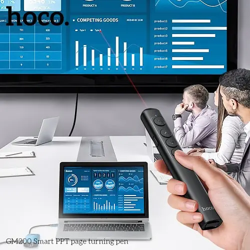 Лазерний пульт HOCO GM200 Smart PPT page turning pen чорний - фото 3