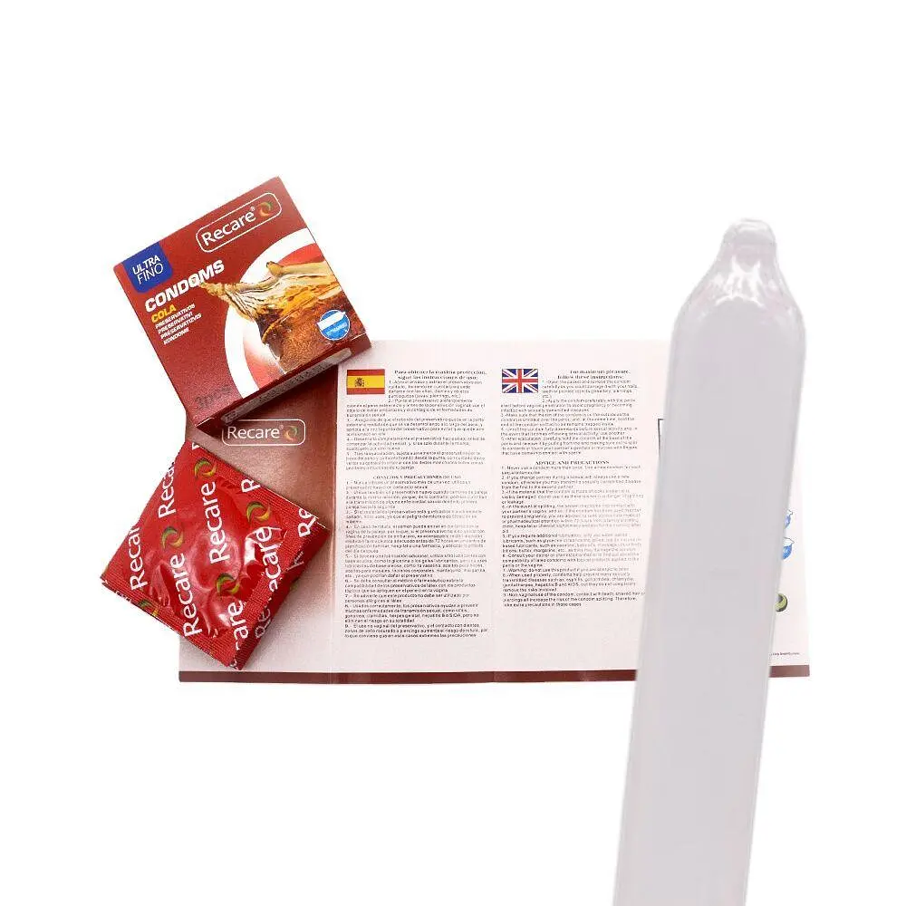 Презервативи Recare Cola Dotted&Ribbed Condoms 3 шт, з пухирцями та ребрами, аромат: Кола - фото 4