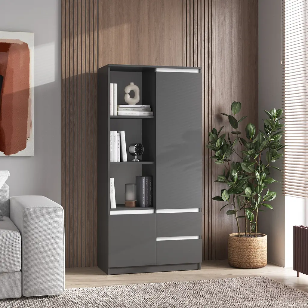 Шкаф для книг Vays R-26 пенал с полками и ящиками ЛДСП 80x40x170 см для дома офиса гостиной - фото 4