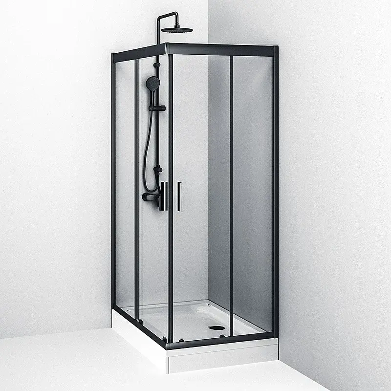 Душова кабіна Am.Pm Gem Twin Slide 120x80 см скло прозрачне black matt W90UG-404-120280-BT, Чорний матовий, Універсальна, прозрачний, Чорний матовий - фото 6