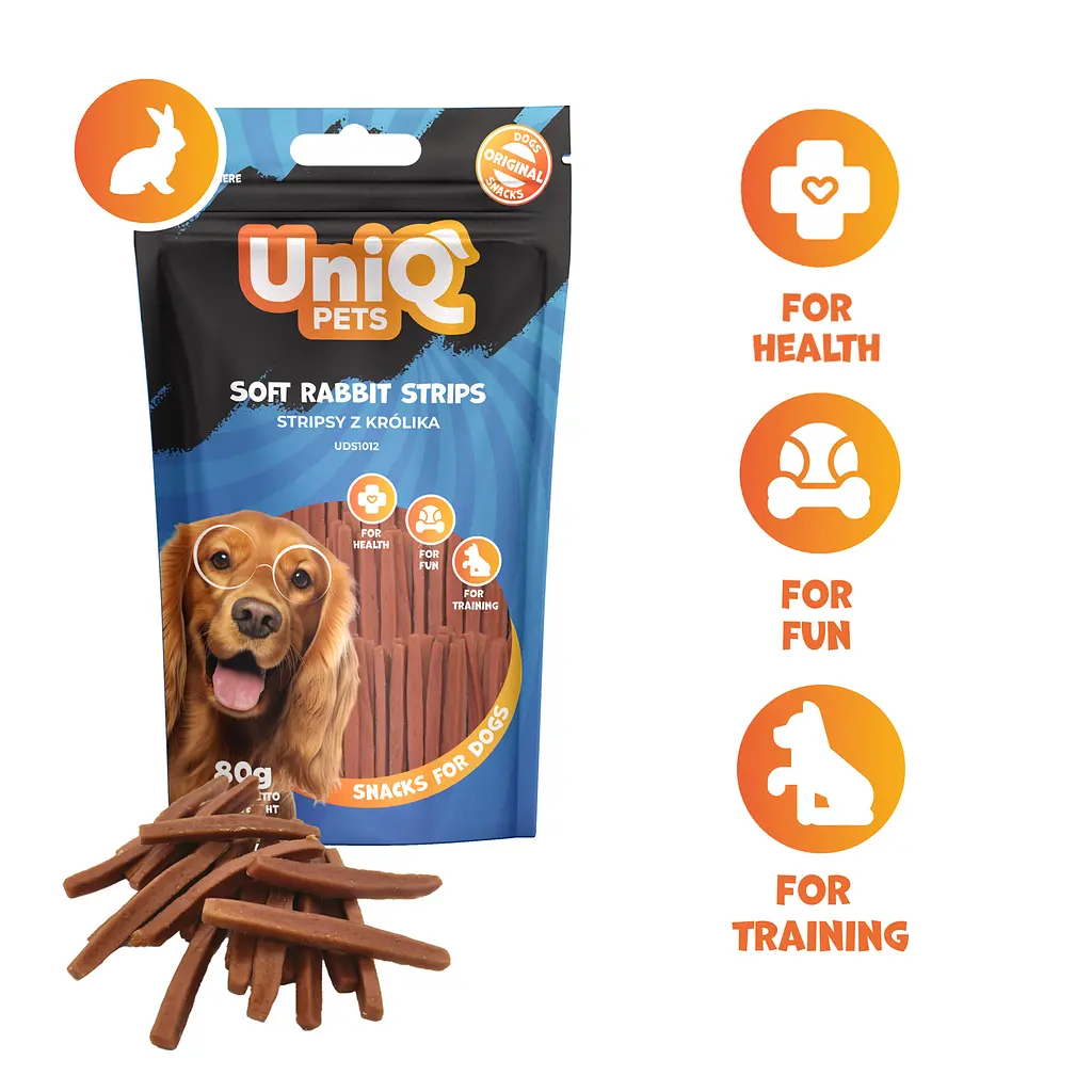 Ласощі для собак UniQ PETS М'які смужки з м'яса кролика 80 г - фото 2