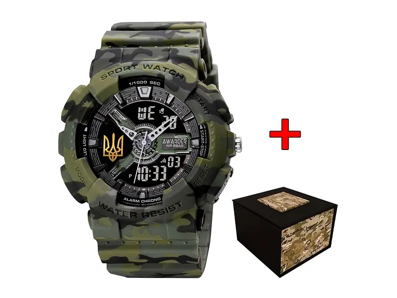 Чоловічий наручний годинник 005 Тризуб золото Camo Green Awarder acs0031996 - фото 2