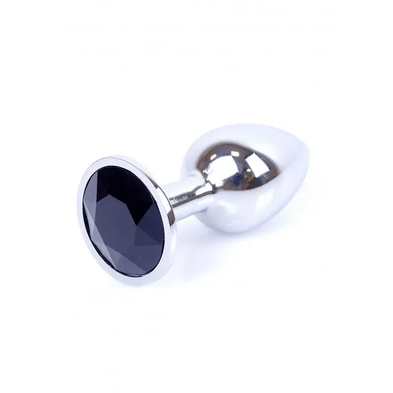 Анальна пробка із кристалом B-Series Jewellery Silver Plug Black, 7х2.7 см, чорний