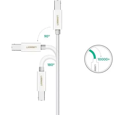 Кабель для принтера Ugreen USB-C 2.0 to BM 1.5m white (40417) - фото 5