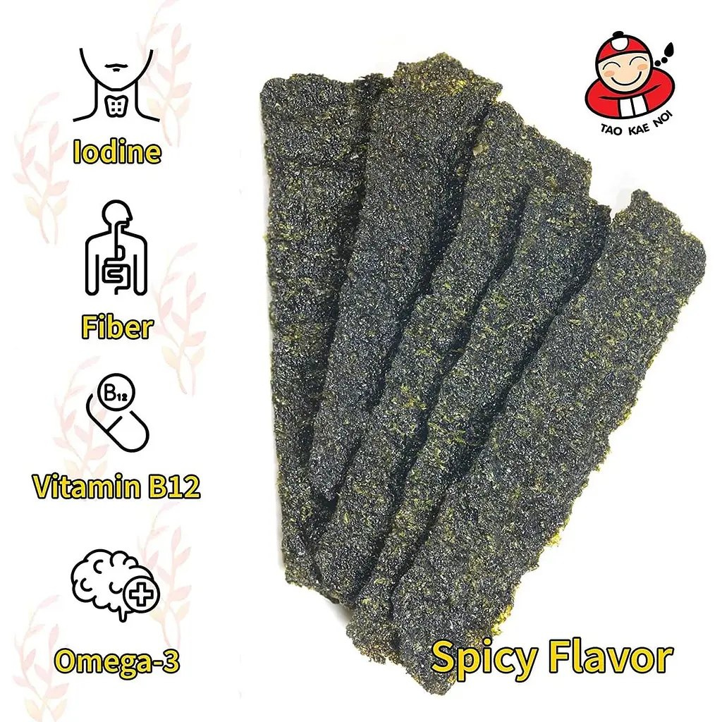 Чіпси Норі Tao Kae Noi Grilled Seaweed Big Roll Spicy Flavor 9шт × 3г - фото 8