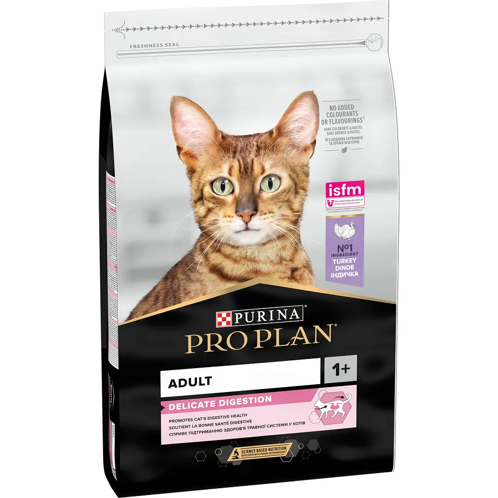Сухий корм для дорослих котів з чутливим травленням Purina Pro Plan Adult 1+ Delicate Digestion, з індичкою, 10 кг (12434342) - фото 2