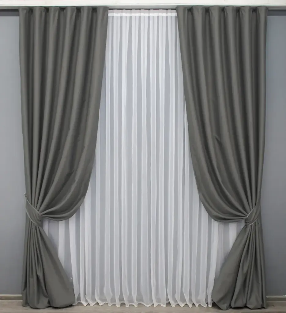 Комплект штор VR-Textil Midnight блекаут 2 шт 150x290 см сірий (1671ш) - фото 2