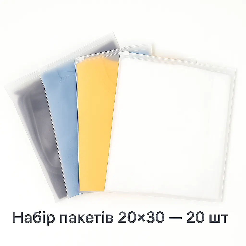 Набір пакетів для зберігання зі слайдер-замком матовий 20 шт - 20×30 см LoveYouHome - фото 2