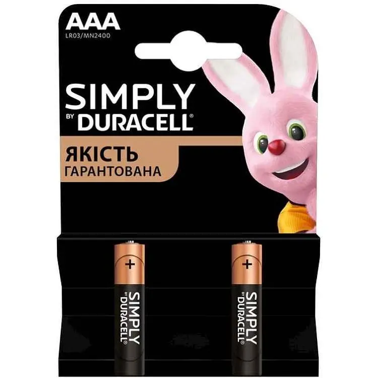 Батарейка лужна DURACELL LR03/AAA 2шт (блістер) Simply 28296