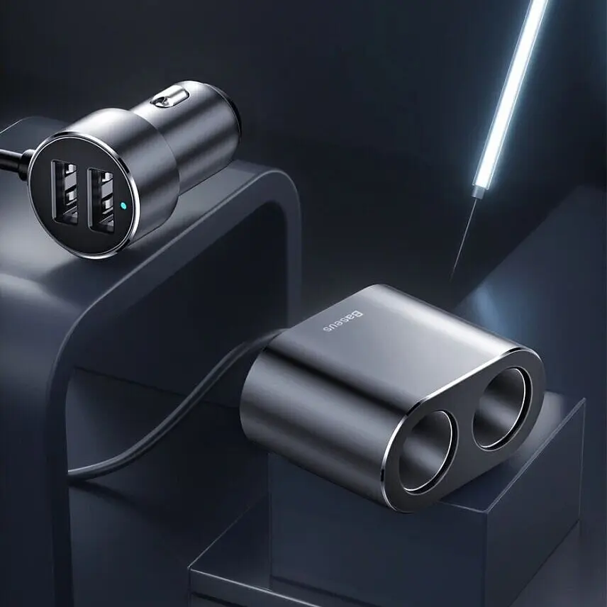 Автомобильное зарядное устройство Baseus High Efficiency One to Two Cigarette Lighter Black (CRDYQ-01) [77945] - фото 5