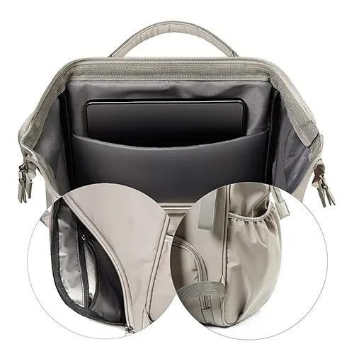 Рюкзак для мами Babyono Modern Style бежевий з матрасиком для пеленання 40x27x19 см (1649/02) - фото 4