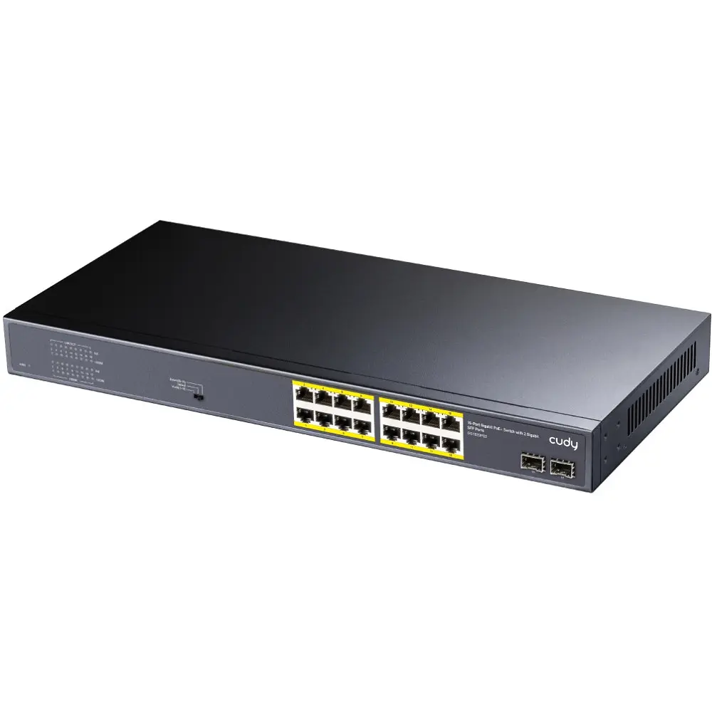 Комутатор Cudy GS1020PS2, 16-Port Gigabit PoE+ Switch with 2 Gigabit SFP ports 200W - фото 2