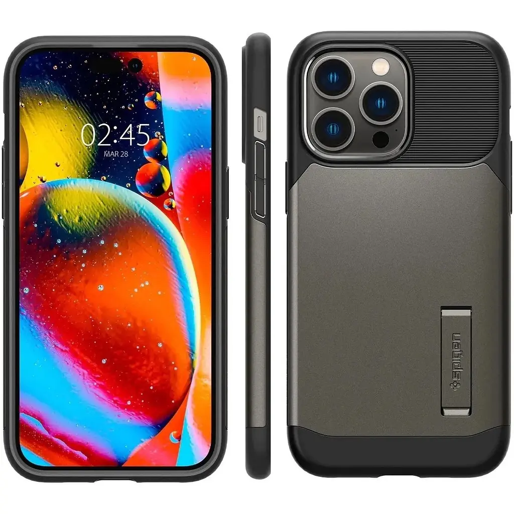 Оригинальный противоударный чехол Spigen Slim Armor (MagFit) MagSafe для iPhone 14 Pro Max (6.7") Gunmetal (ACS04646) - фото 4