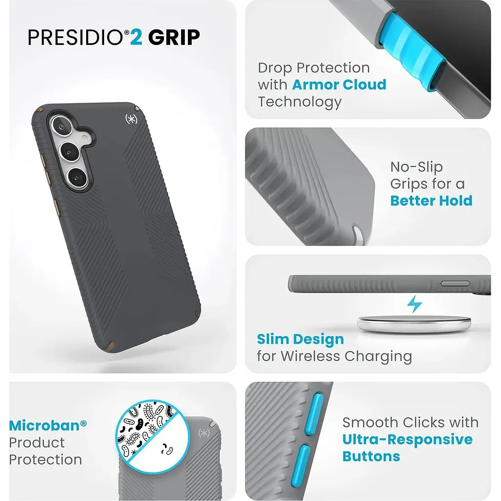 Противоударный чехол Speck Presidio2 Grip для Samsung Galaxy S24 Plus/S25 Plus (6.7") Grey 150616-3212 - фото 13