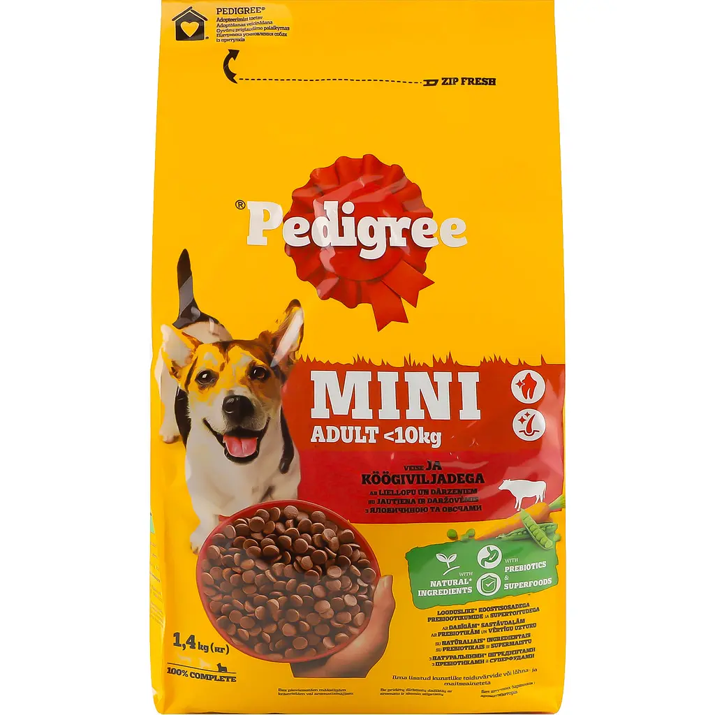 Сухий корм для дорослих собак малих порід Pedigree Mini Adult з яловичиною та овочами 1.4 кг