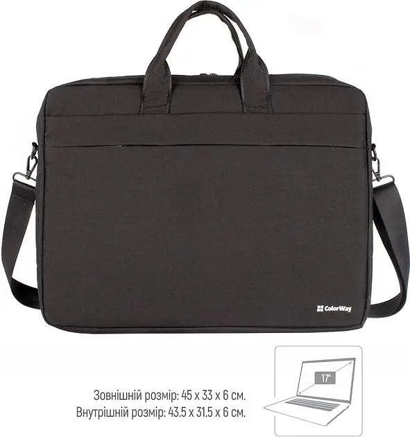 Сумка для ноутбука ColorWay 17.3" Modern Black (CW-LBM173-BK) - фото 4