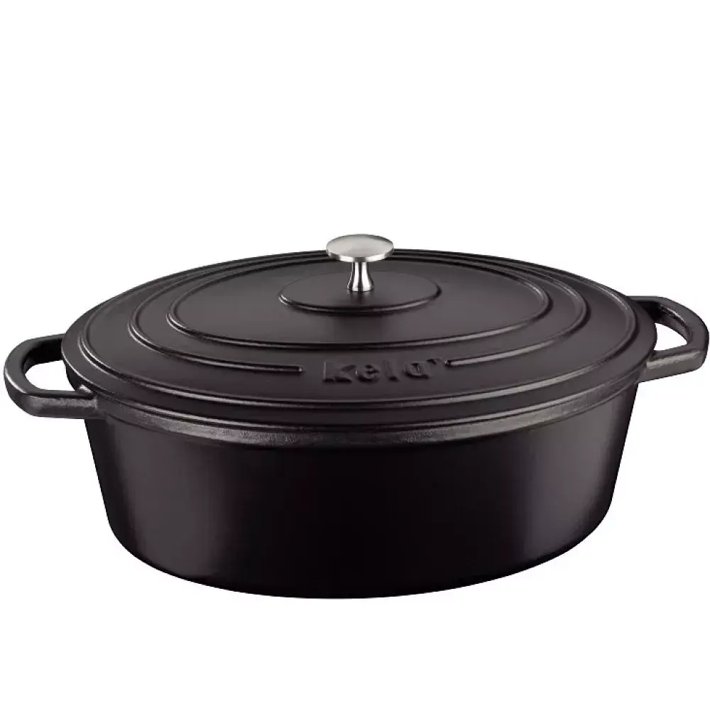 Гусятниця чавунна з кришкою KELA Calido (12473) 33х26х12 см 6 л чорна