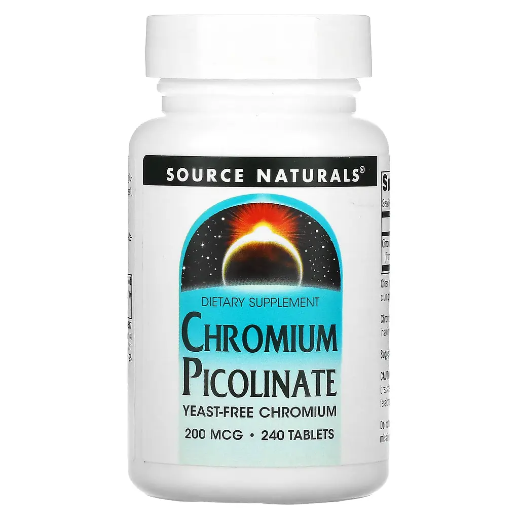 Хром піколінат, Chromium Picolinate, 200 мкг, 240 таб. Source Naturals vit0002747