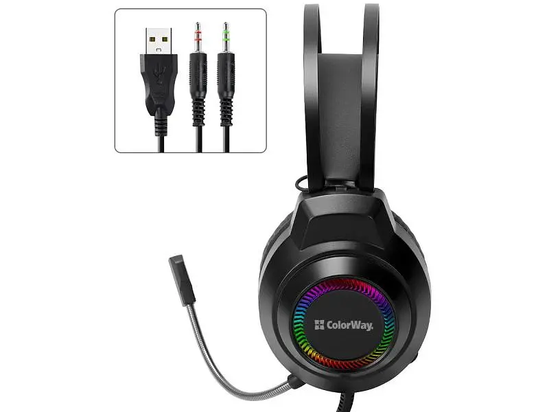 Навушники з мікрофоном ColorWay BlazeCore RGB Black (CW-HPG03BK) - фото 2